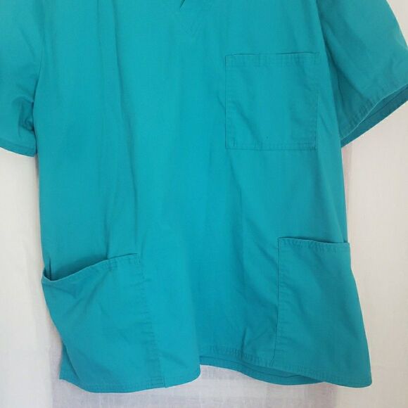 Scrubstar Scrub Top Turquoise Blue Scrubs Medical Vet Dental Size XL - Picture 3 of 9